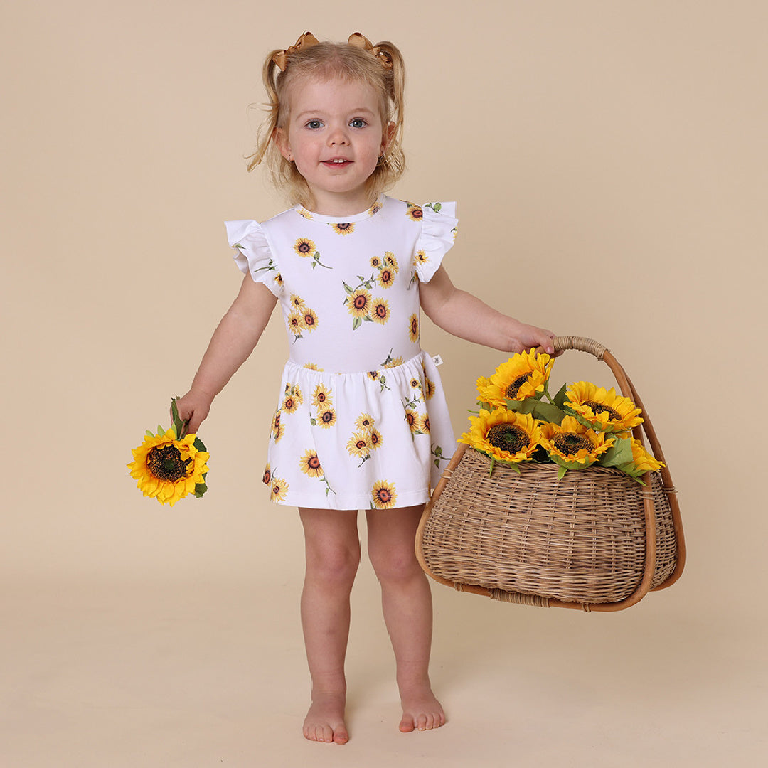 SNUGGLE HUNNY ORGANIC DRESS - SUNFLOWER