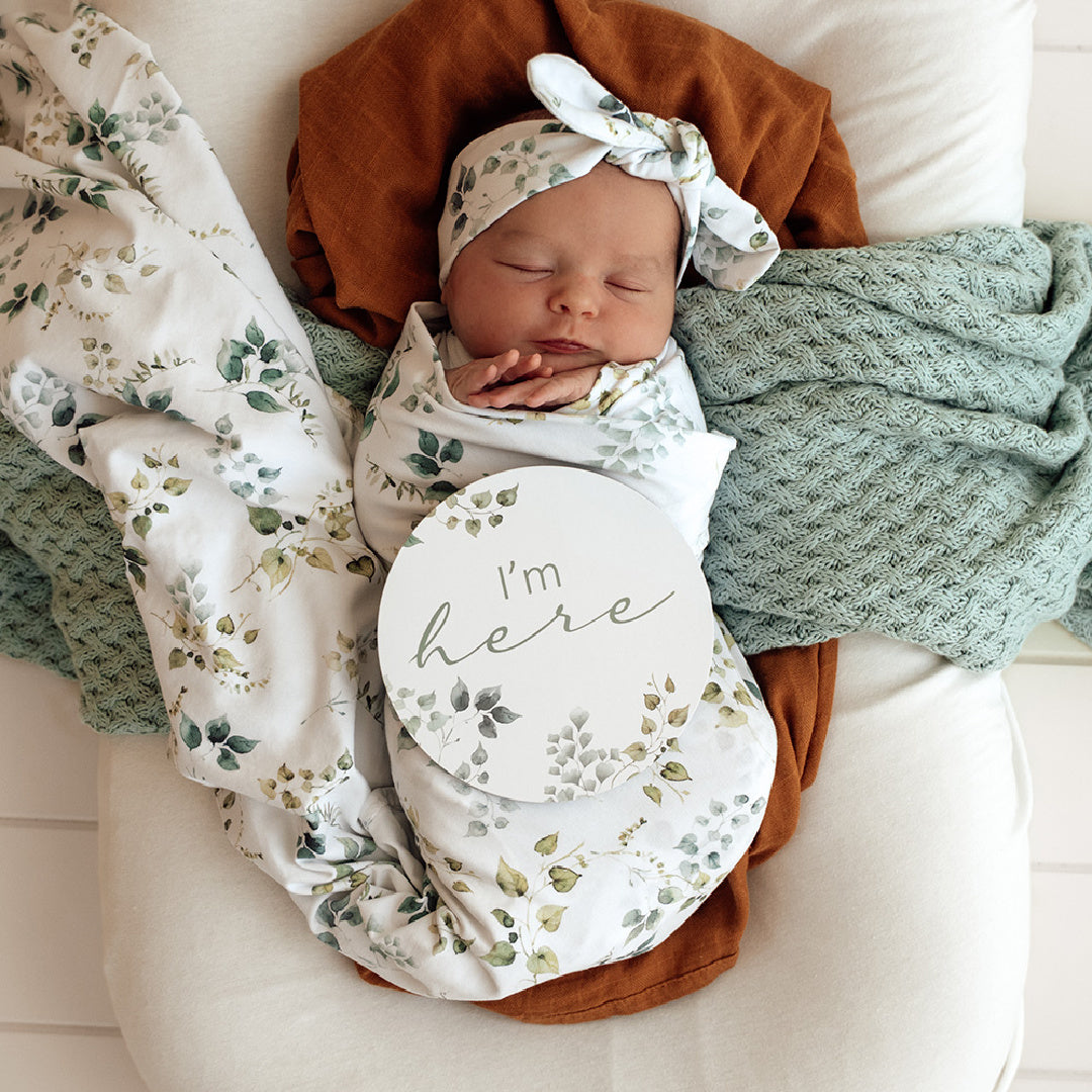 SNUGGLE HUNNY ORGANIC JERSEY WRAP AND TOPKNOT SET - EDEN