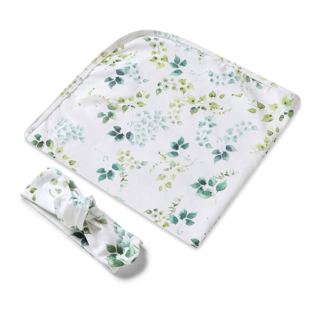 SNUGGLE HUNNY ORGANIC JERSEY WRAP AND TOPKNOT SET - EDEN