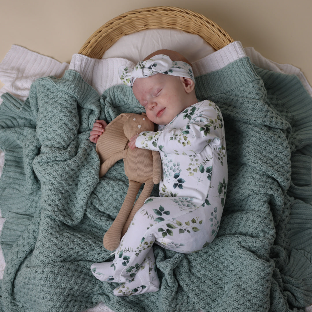 SNUGGLE HUNNY ORGANIC SNUGGLE SLEEPSUIT ZIP FOOTIE - EDEN