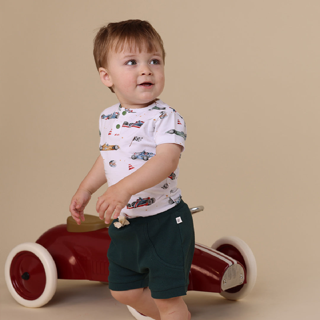 SNUGGLE HUNNY ORGANIC SHORTS - EMERALD