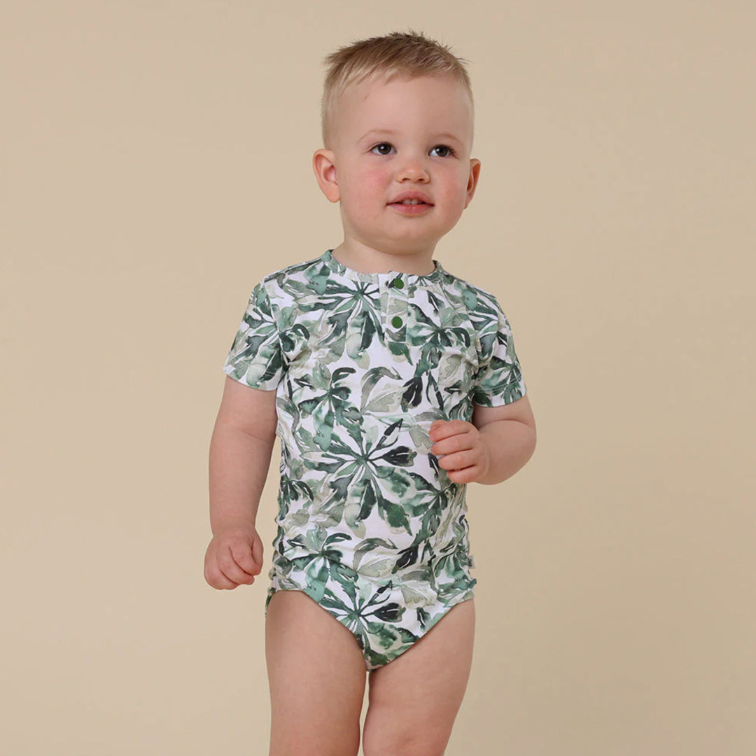 SNUGGLE HUNNY ORGANIC SHORT SLEEVE BODYSUIT - EVERGREEN