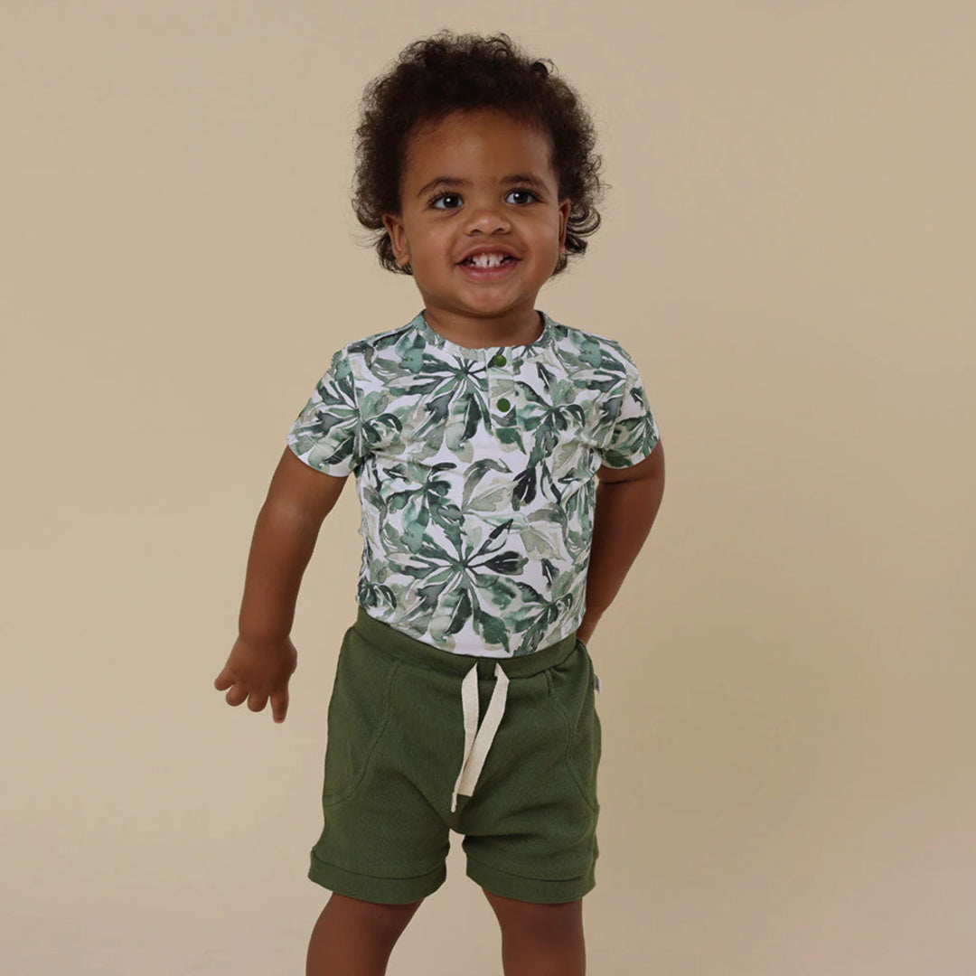 SNUGGLE HUNNY ORGANIC SHORT SLEEVE BODYSUIT - EVERGREEN