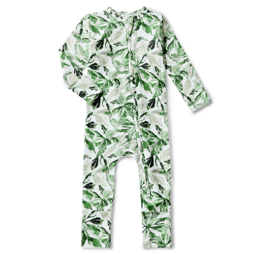 SNUGGLE HUNNY ORGANIC SNUGGLESUIT CONVERTIBLE ZIP ROMPER - EVERGREEN
