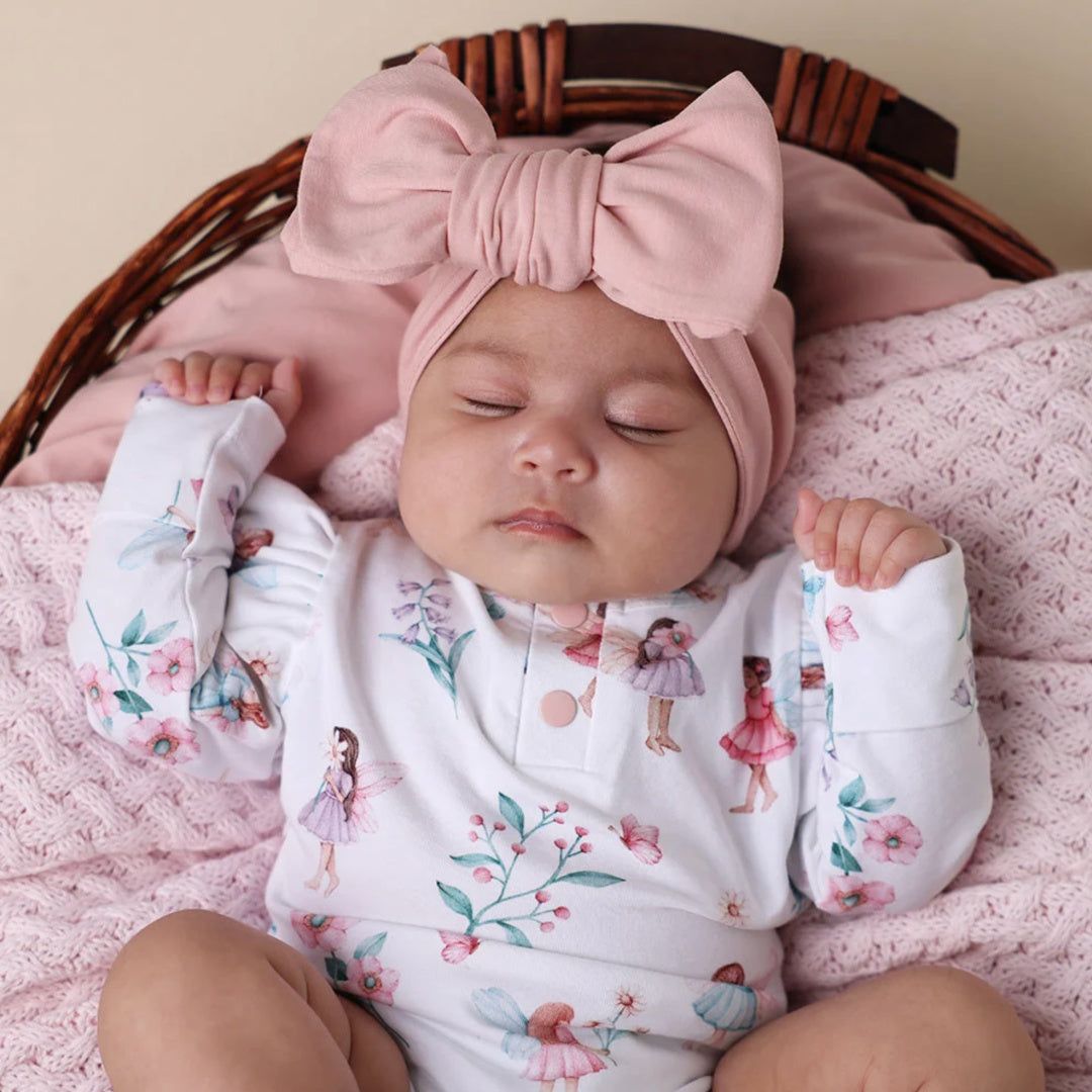 SNUGGLE HUNNY ORGANIC LONG SLEEVE BODYSUIT WITH FRILL - FAIRY GARDEN