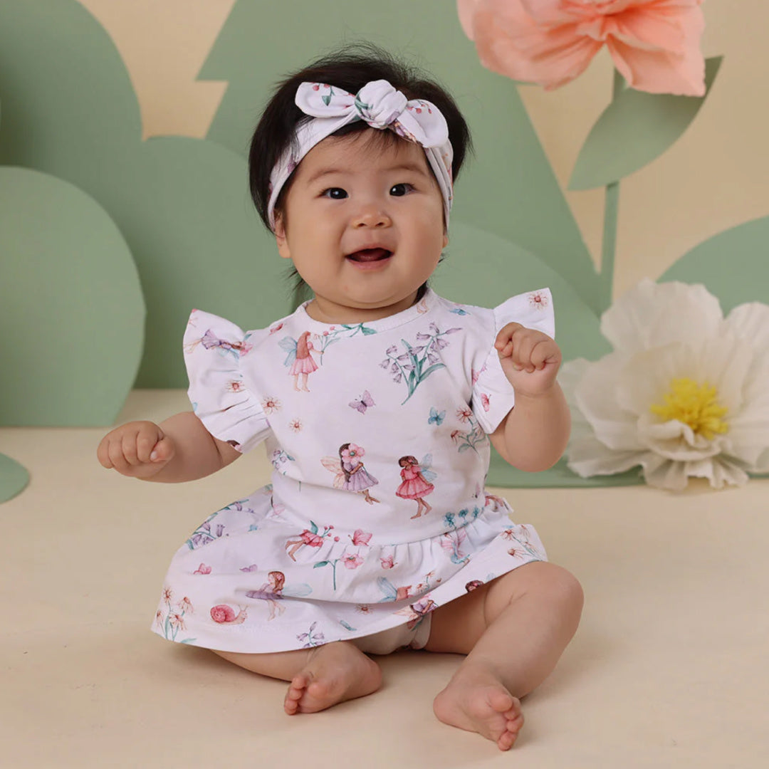 SNUGGLE HUNNY ORGANIC DRESS - FAIRY GARDEN