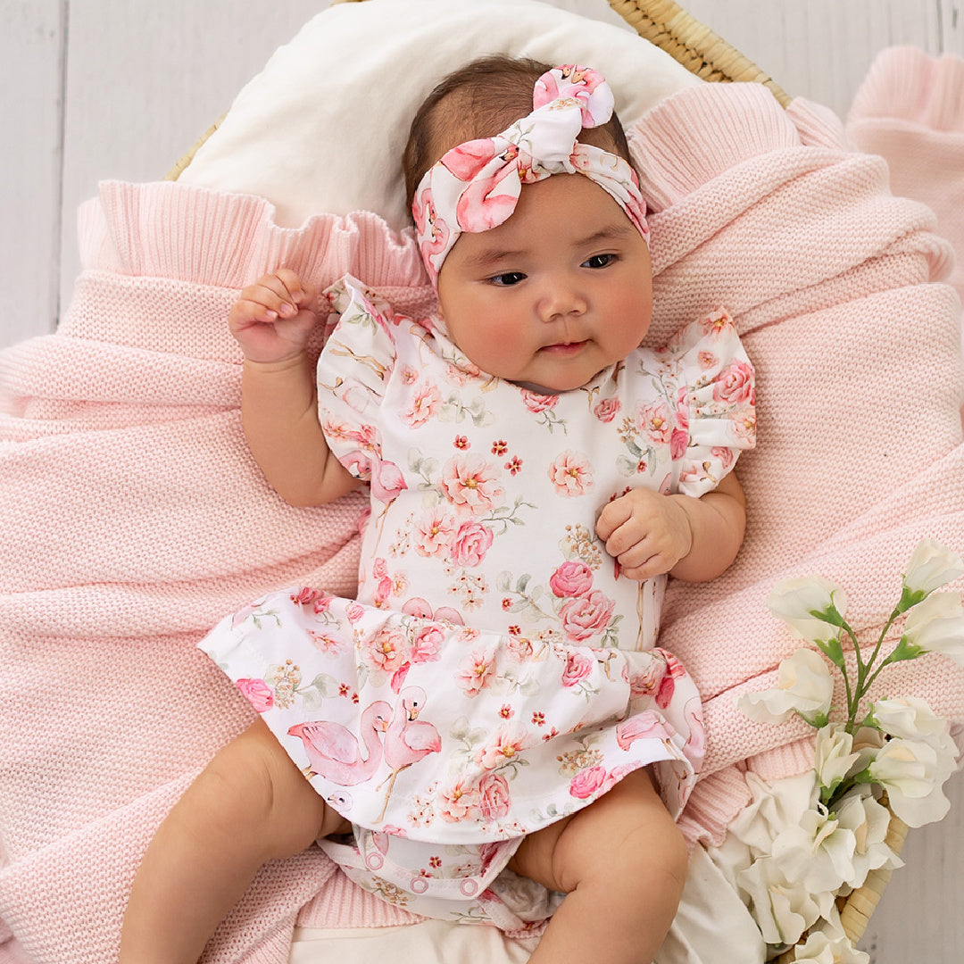SNUGGLE HUNNY ORGANIC DRESS - FLAMINGOS