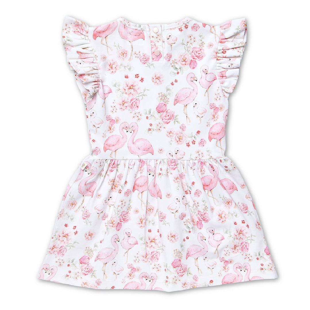 SNUGGLE HUNNY ORGANIC DRESS - FLAMINGOS