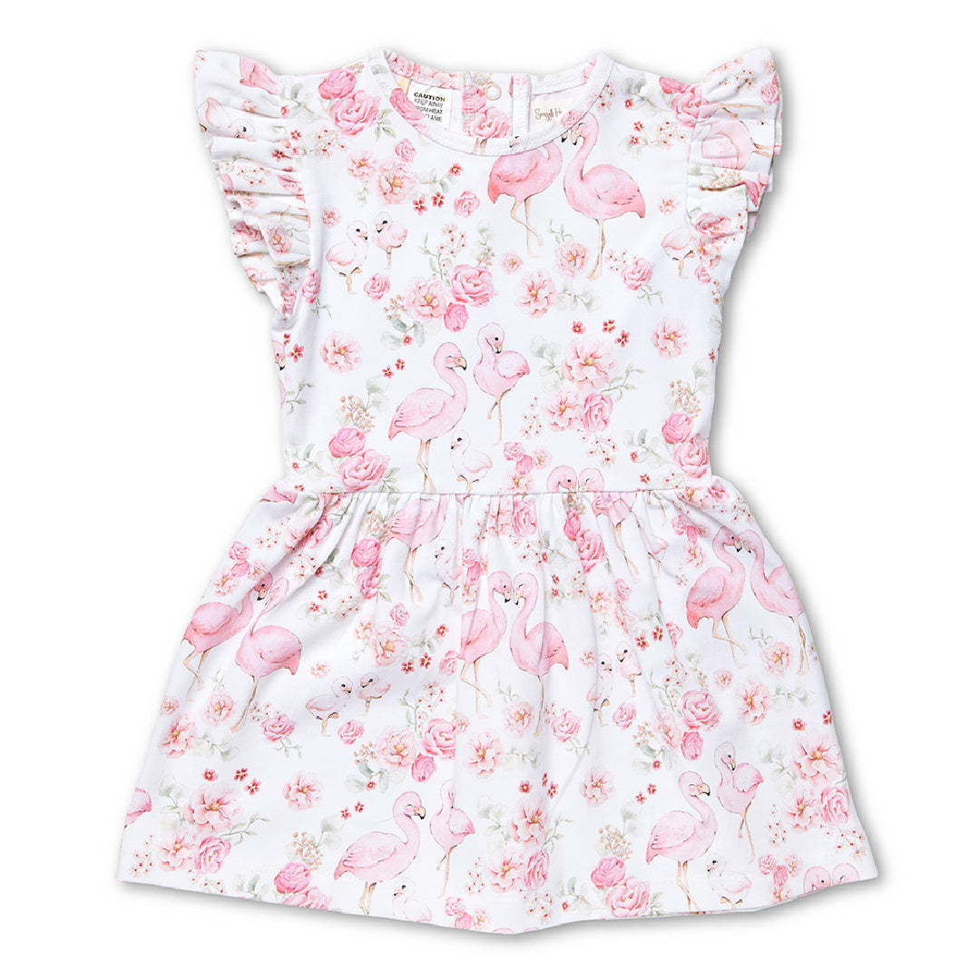 SNUGGLE HUNNY ORGANIC DRESS - FLAMINGOS