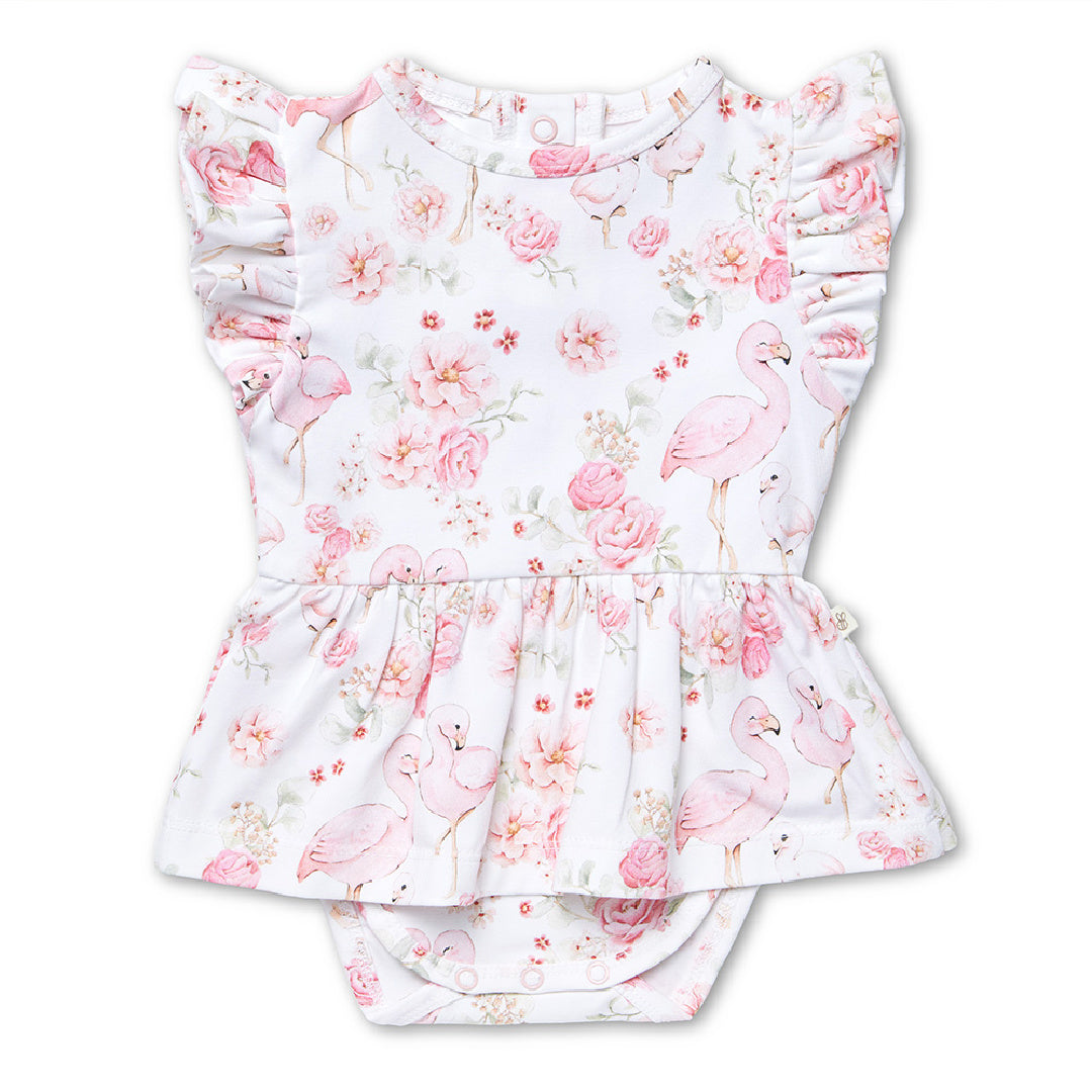 SNUGGLE HUNNY ORGANIC DRESS - FLAMINGOS