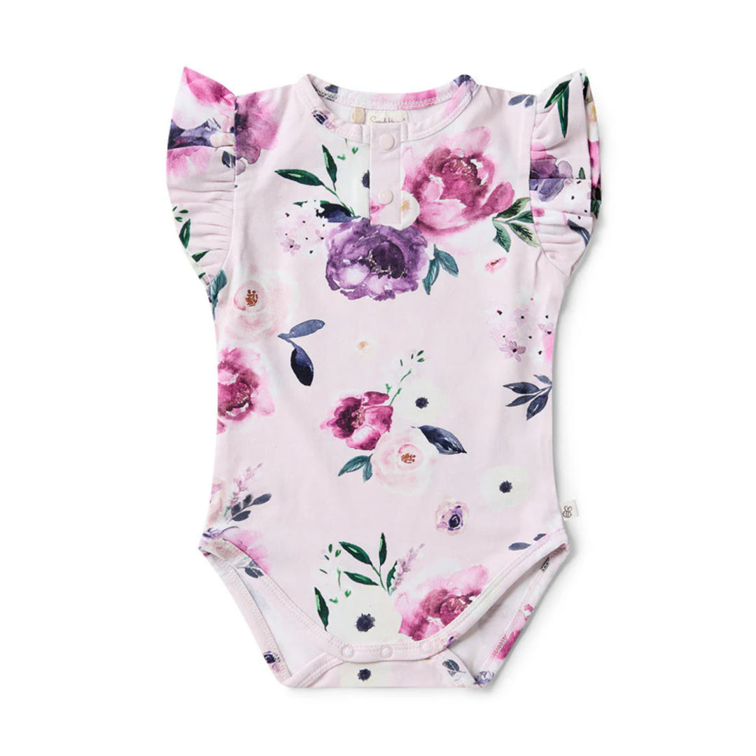 SNUGGLE HUNNY ORGANIC SHORT SLEEVE BODYSUIT WITH FRILL - FLORAL KISS