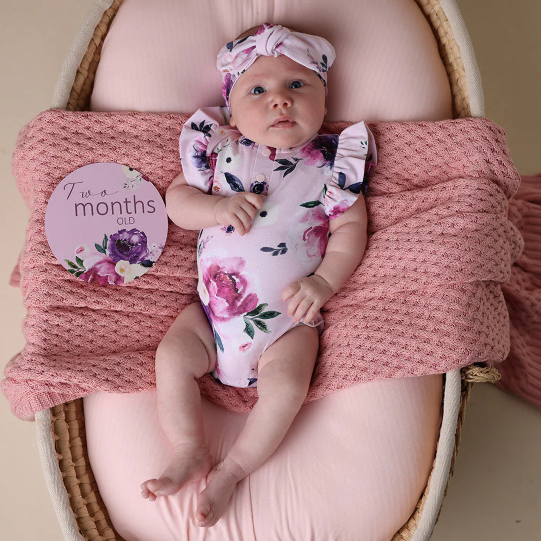 SNUGGLE HUNNY ORGANIC SHORT SLEEVE BODYSUIT WITH FRILL - FLORAL KISS