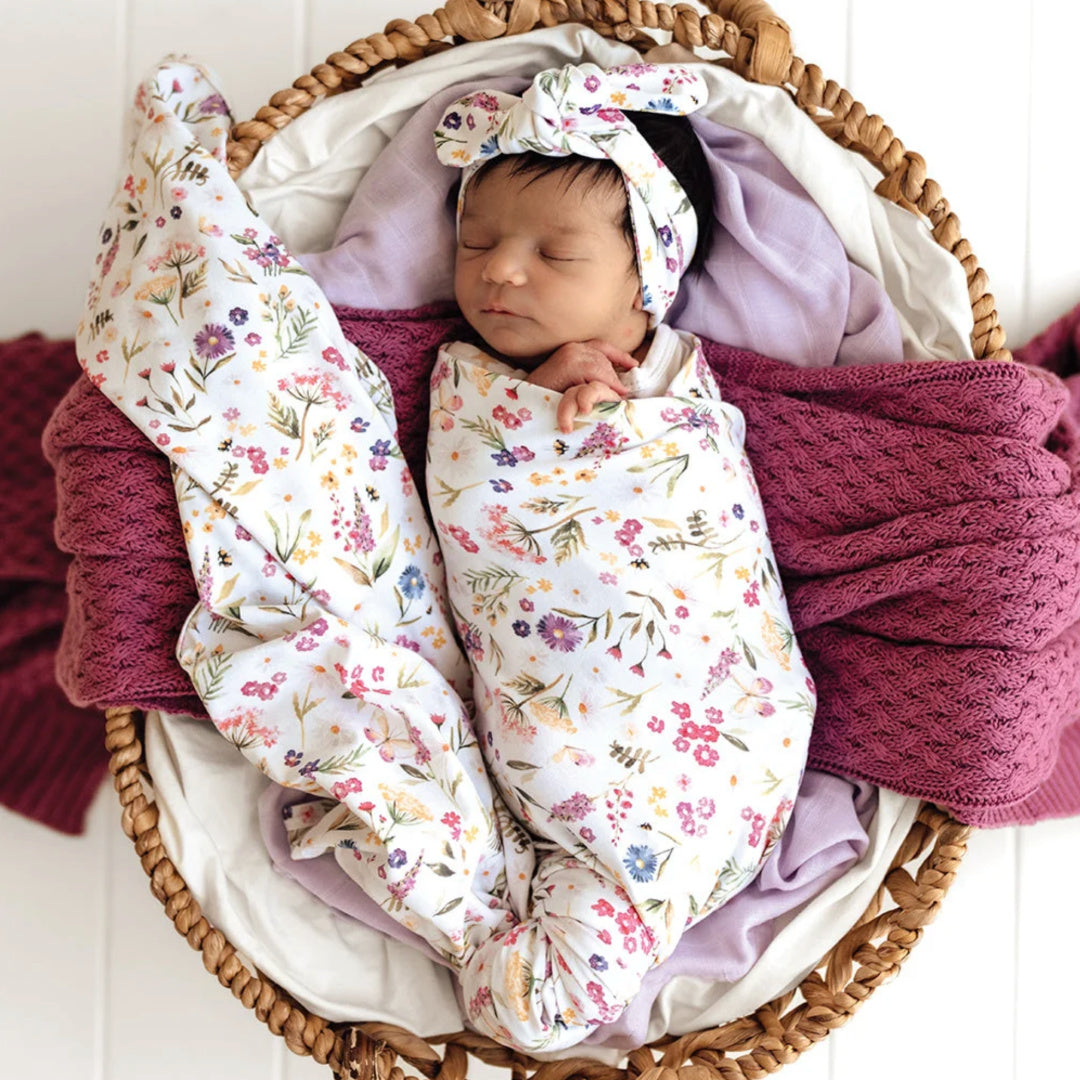 SNUGGLE HUNNY ORGANIC JERSEY WRAP AND TOPKNOT SET - GRACIE