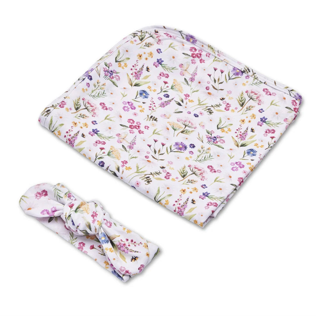SNUGGLE HUNNY ORGANIC JERSEY WRAP AND TOPKNOT SET - GRACIE