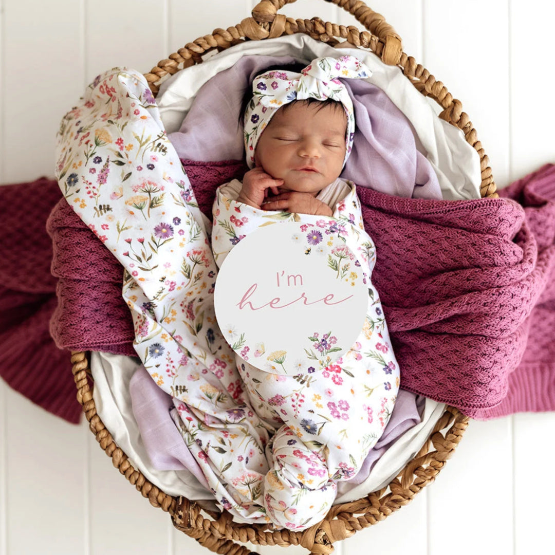SNUGGLE HUNNY ORGANIC JERSEY WRAP AND TOPKNOT SET - GRACIE