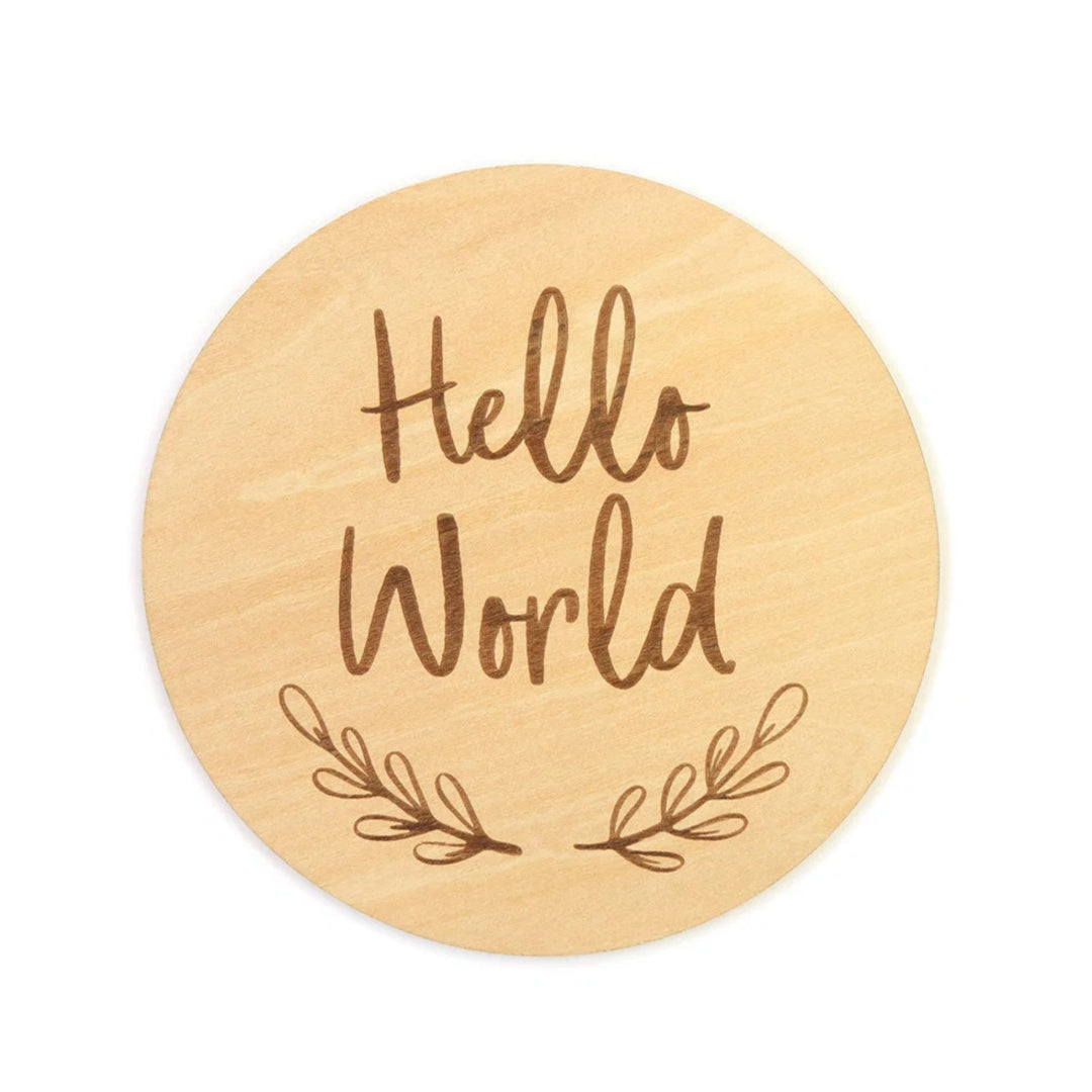 Snuggle Hunny Hello World Large Wooden Milestone Card