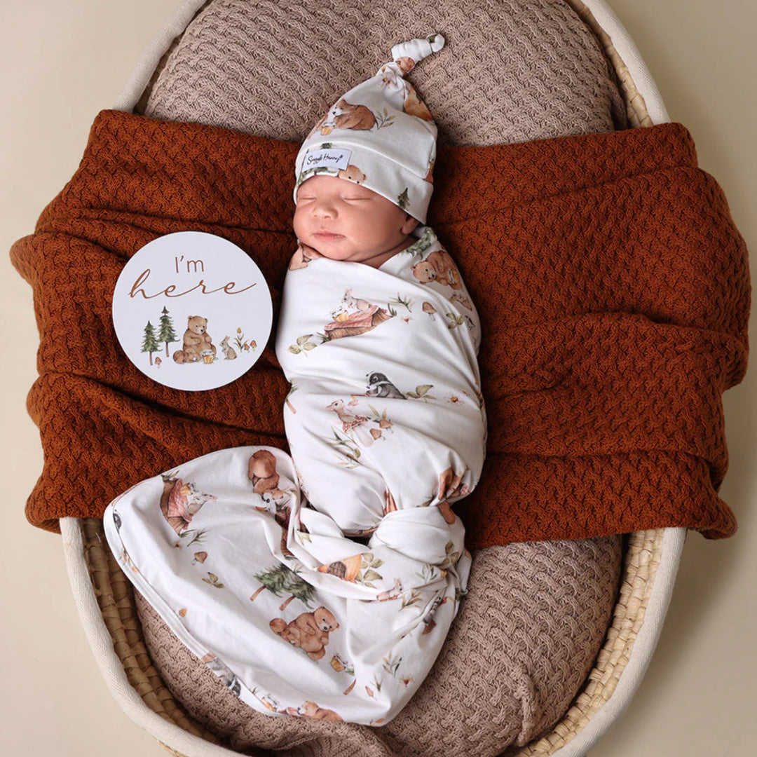 SNUGGLE HUNNY ORGANIC JERSEY WRAP AND BEANIE SET - BEARS