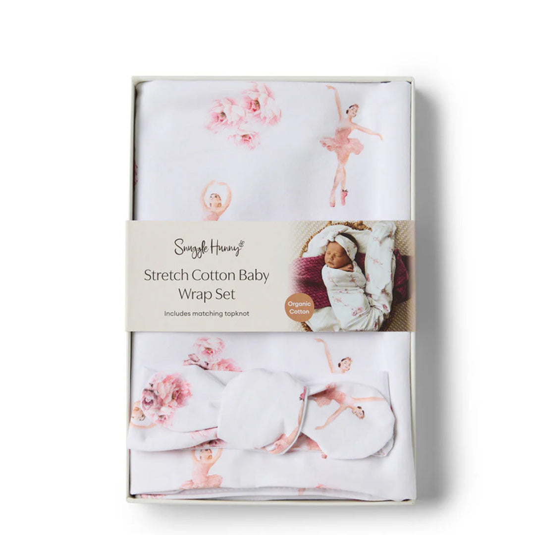 SNUGGLE HUNNY ORGANIC JERSEY WRAP AND TOPKNOT SET - BALLERINA