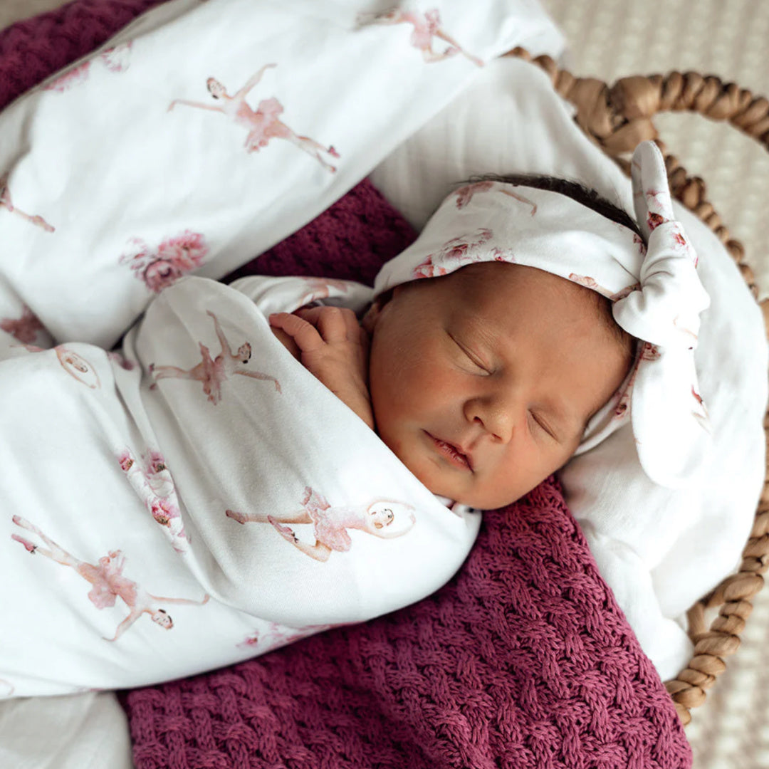 SNUGGLE HUNNY ORGANIC JERSEY WRAP AND TOPKNOT SET - BALLERINA
