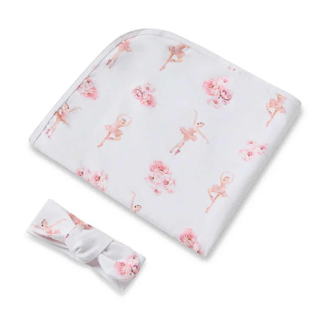 SNUGGLE HUNNY ORGANIC JERSEY WRAP AND TOPKNOT SET - BALLERINA