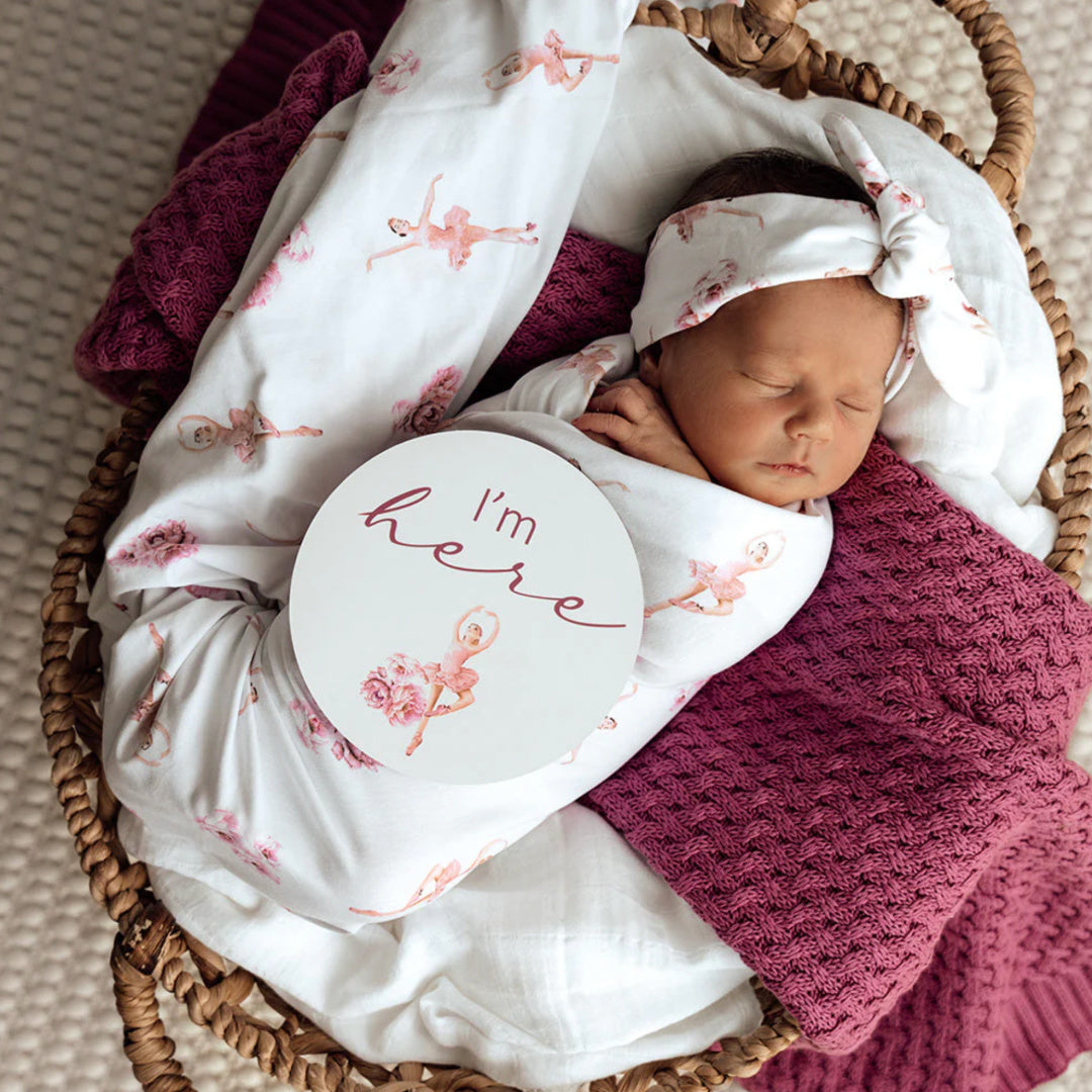 SNUGGLE HUNNY ORGANIC JERSEY WRAP AND TOPKNOT SET BALLERINA