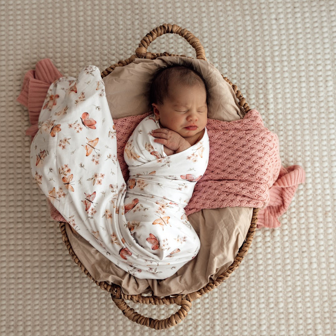 SNUGGLE HUNNY ORGANIC JERSEY WRAP AND TOPKNOT SET - BUTTERFLY