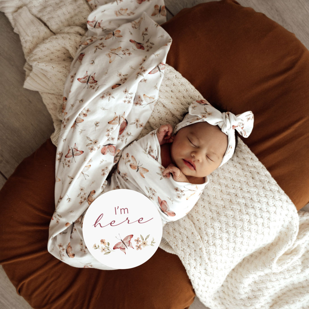 SNUGGLE HUNNY ORGANIC JERSEY WRAP AND TOPKNOT SET - BUTTERFLY