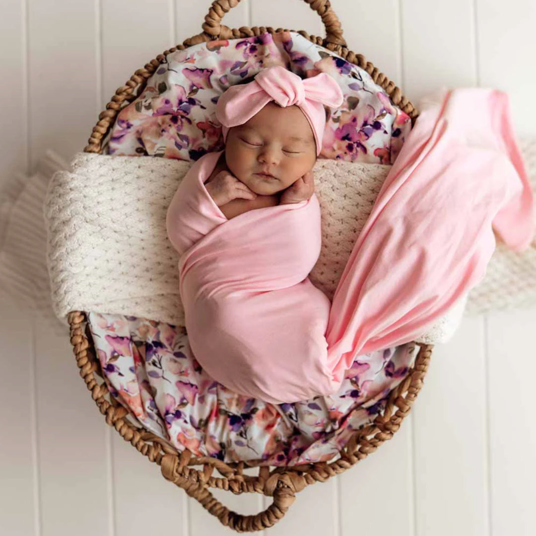 SNUGGLE HUNNY ORGANIC JERSEY WRAP AND TOPKNOT SET - BUBBLEGUM