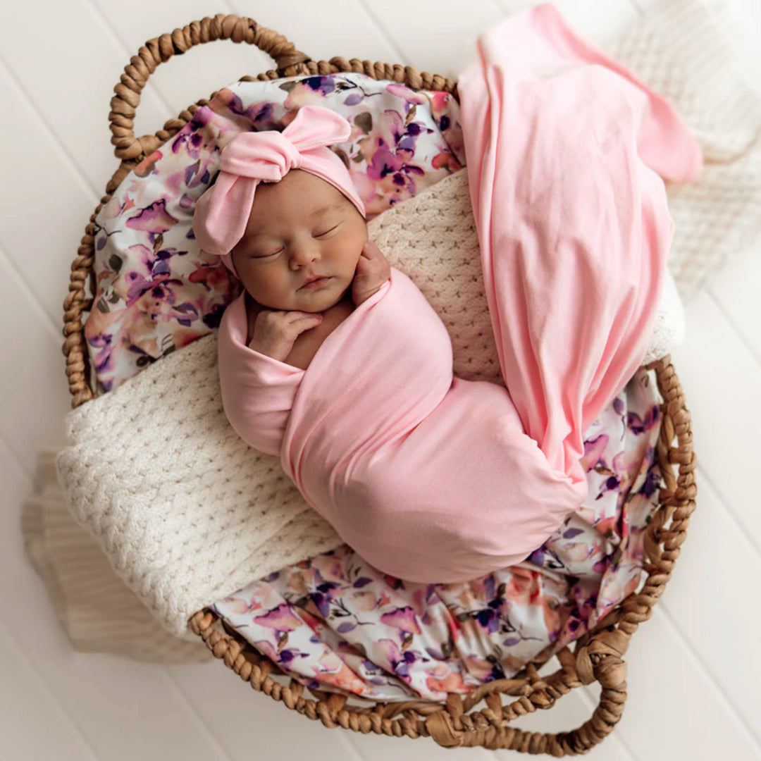SNUGGLE HUNNY ORGANIC JERSEY WRAP AND TOPKNOT SET - BUBBLEGUM