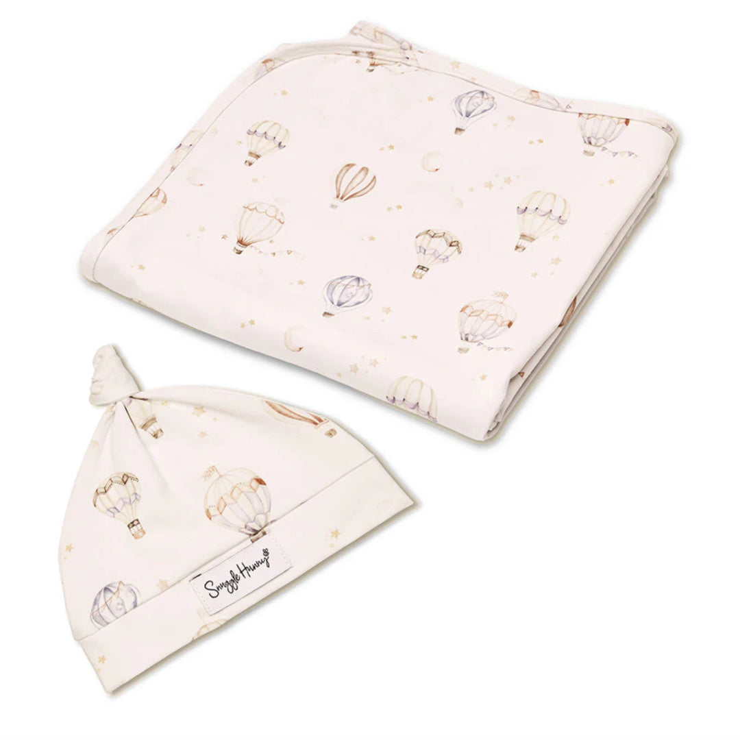 SNUGGLE HUNNY ORGANIC JERSEY WRAP AND BEANIE SET - UP &amp; AWAY