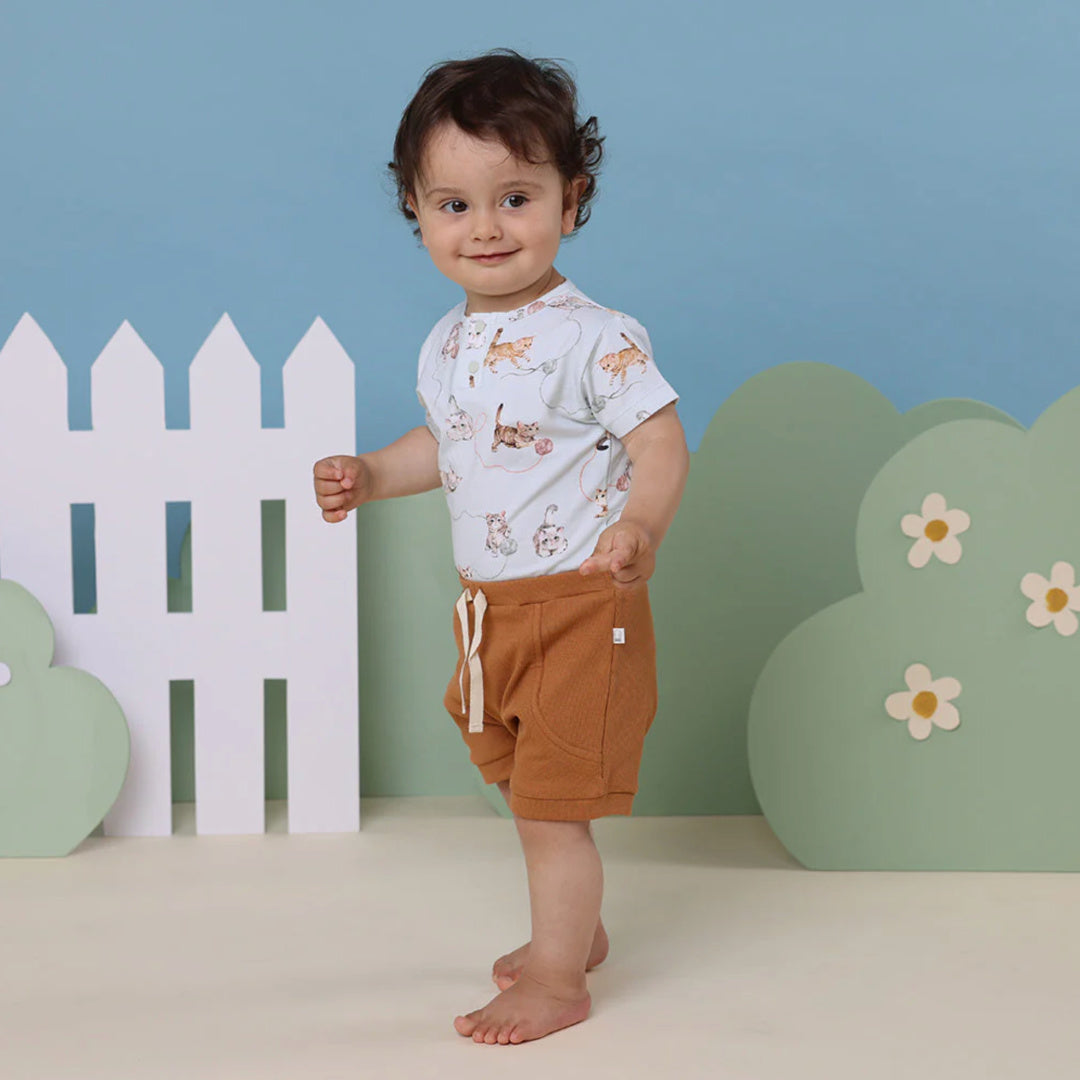 SNUGGLE HUNNY ORGANIC SHORT SLEEVE BODYSUIT - KITTENS