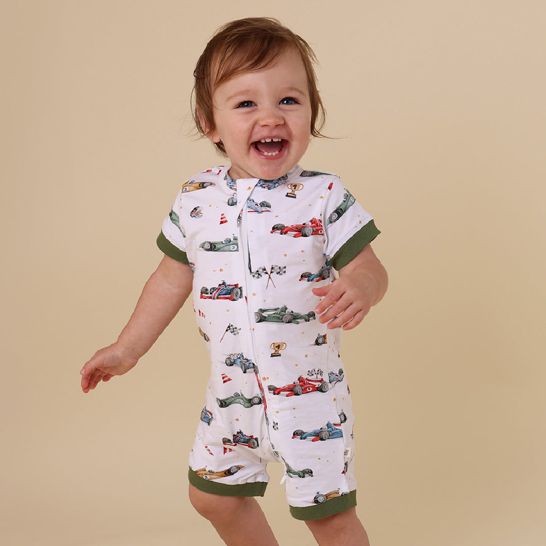 SNUGGLE HUNNY ORGANIC SNUGGLE SHORTIE -  LITTLE RACERS
