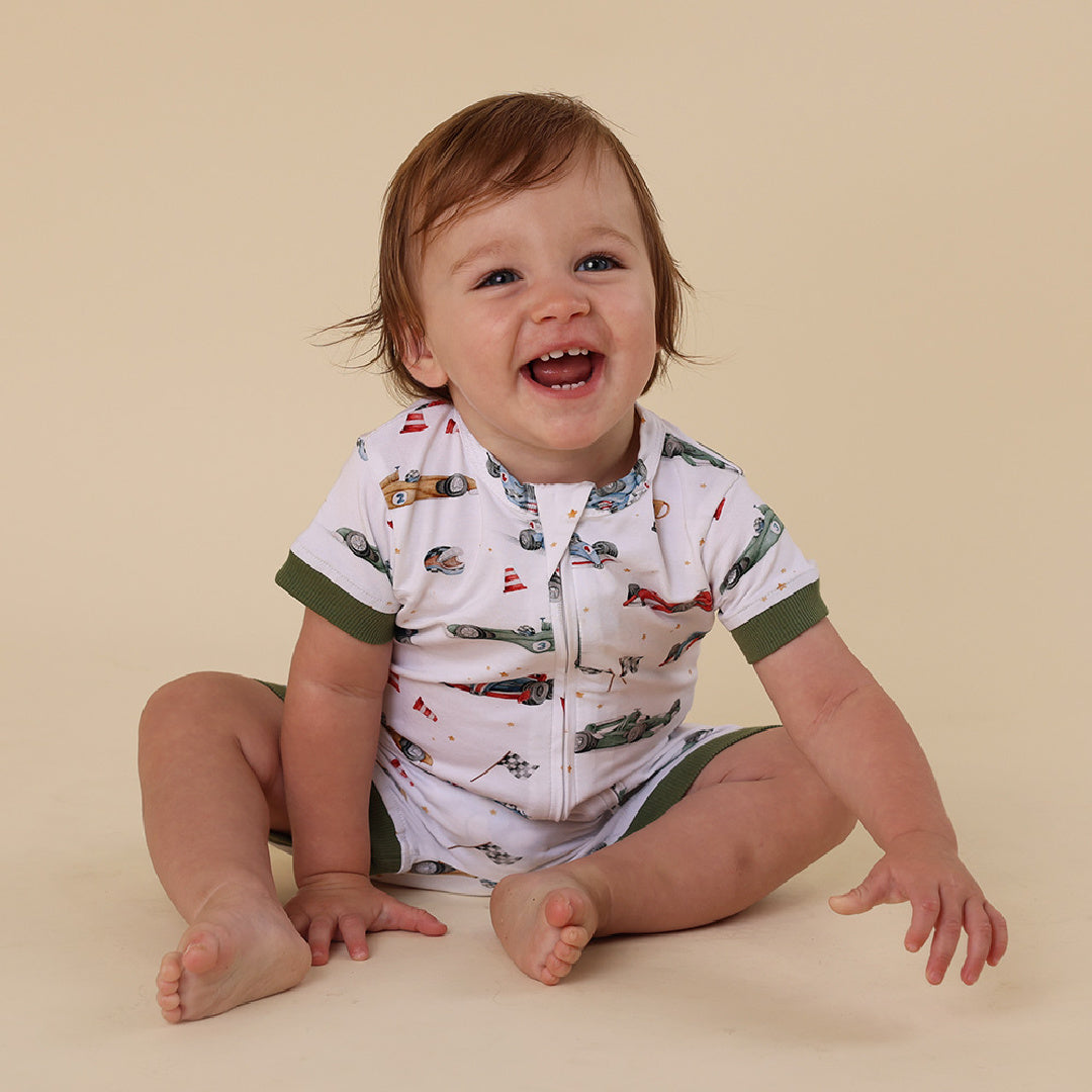 SNUGGLE HUNNY ORGANIC SNUGGLE SHORTIE -  LITTLE RACERS