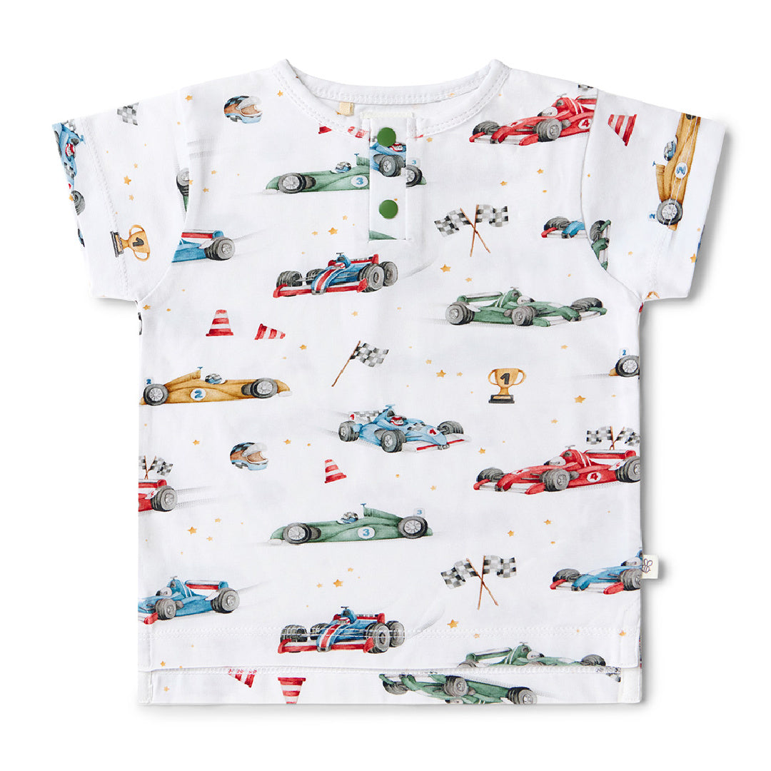 SNUGGLE HUNNY ORGANIC SHORT SLEEVE T-SHIRT - LITTLE RACERS