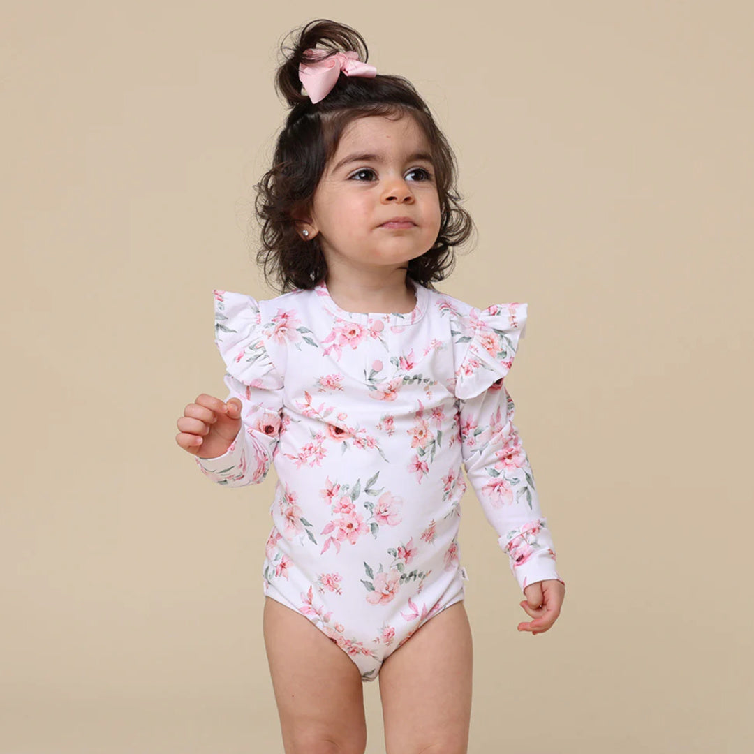 SNUGGLE HUNNY ORGANIC LONG SLEEVE BODYSUIT WITH FRILL - CAMILLE