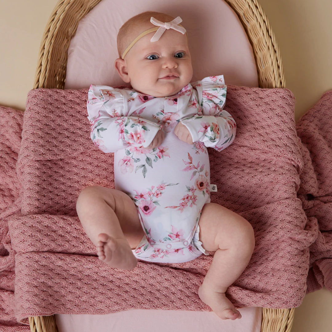 SNUGGLE HUNNY ORGANIC LONG SLEEVE BODYSUIT WITH FRILL - CAMILLE