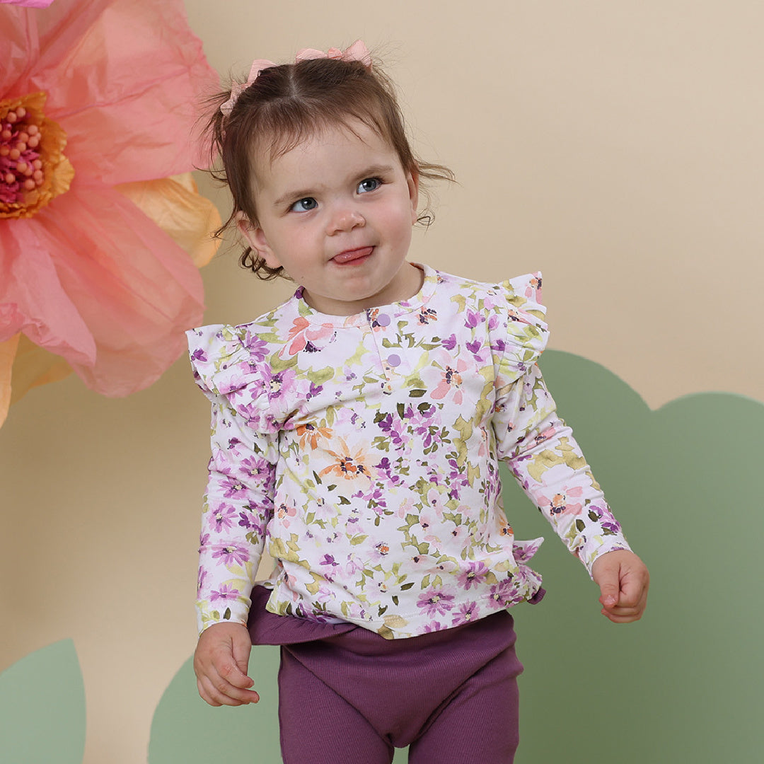 SNUGGLE HUNNY ORGANIC LONG SLEEVE TOP WITH FRILL - ISLA