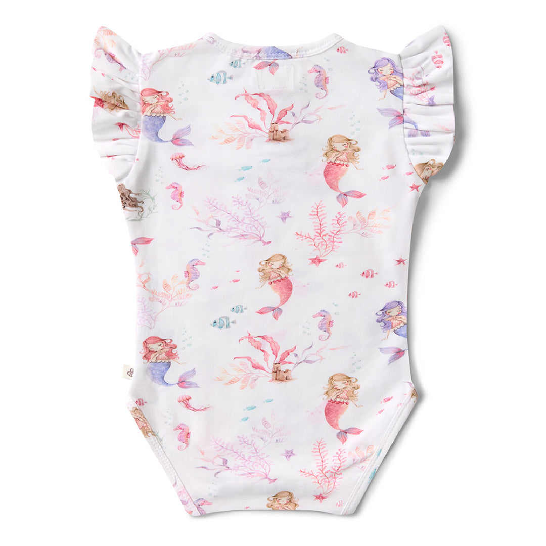 SNUGGLE HUNNY ORGANIC SHORT SLEEVE BODYSUIT WITH FRILL - MERMAID