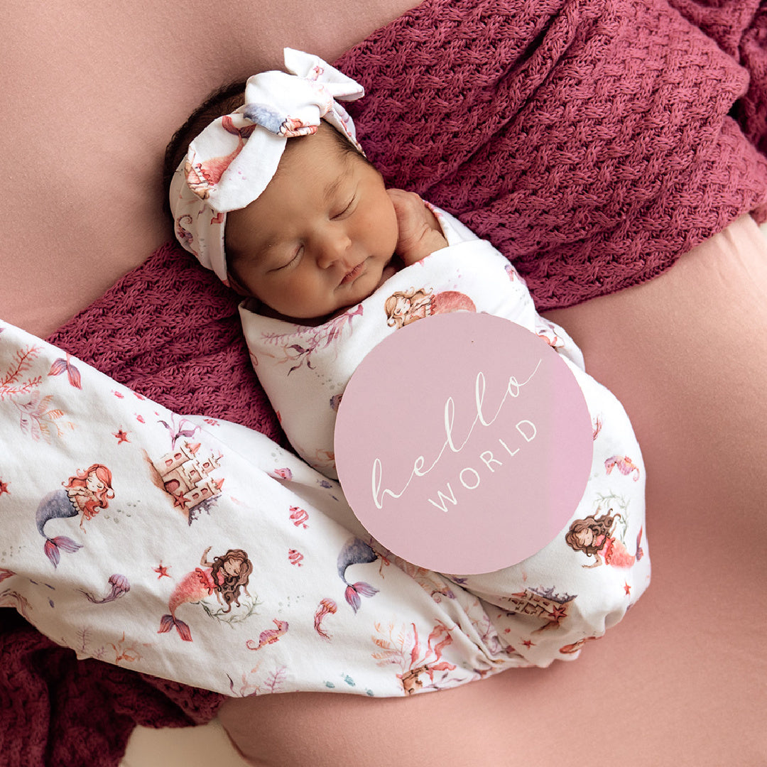 SNUGGLE HUNNY ORGANIC JERSEY WRAP AND TOPKNOT SET - MERMAID