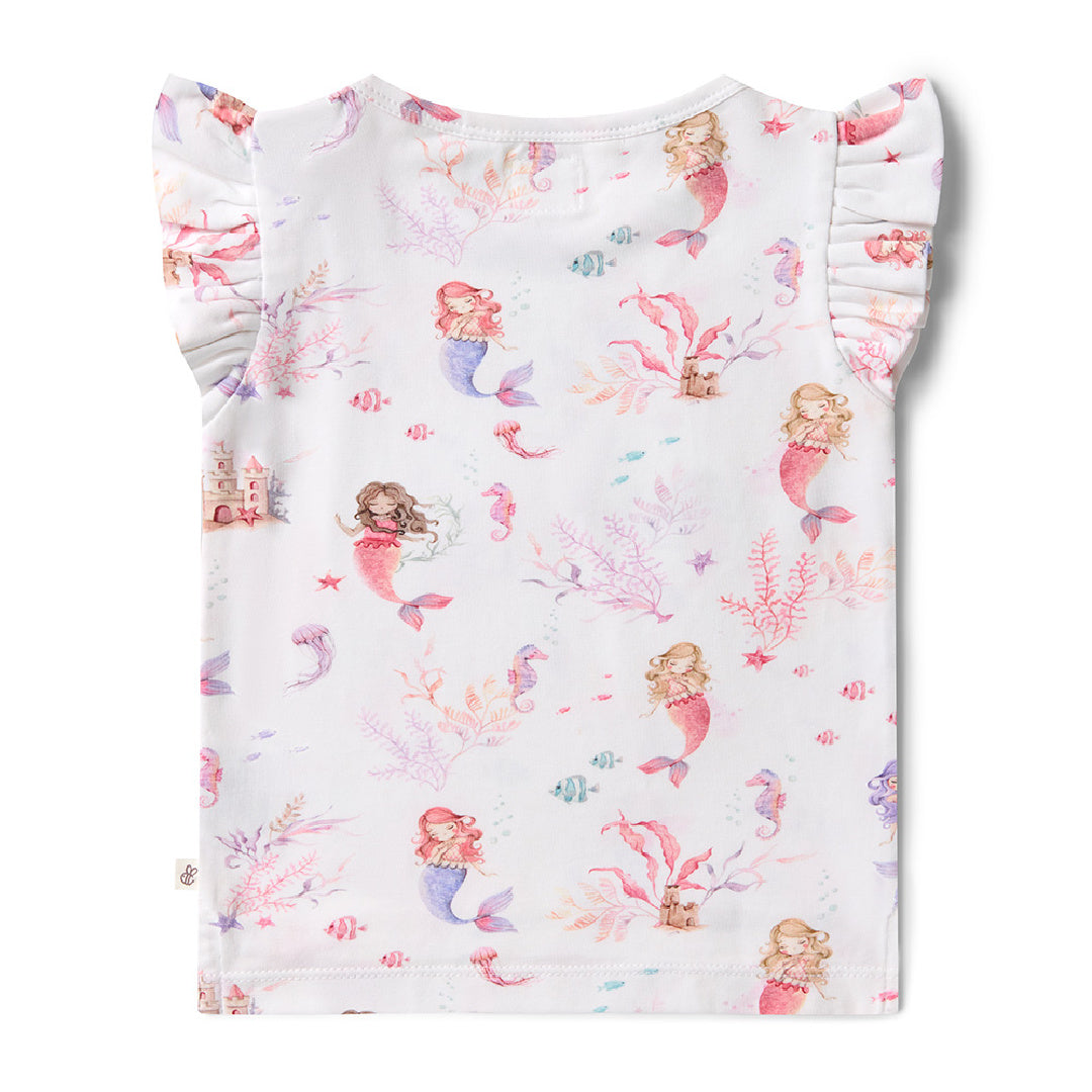 SNUGGLE HUNNY ORGANIC SHORT SLEEVE TOP WITH FRILL - MERMAID