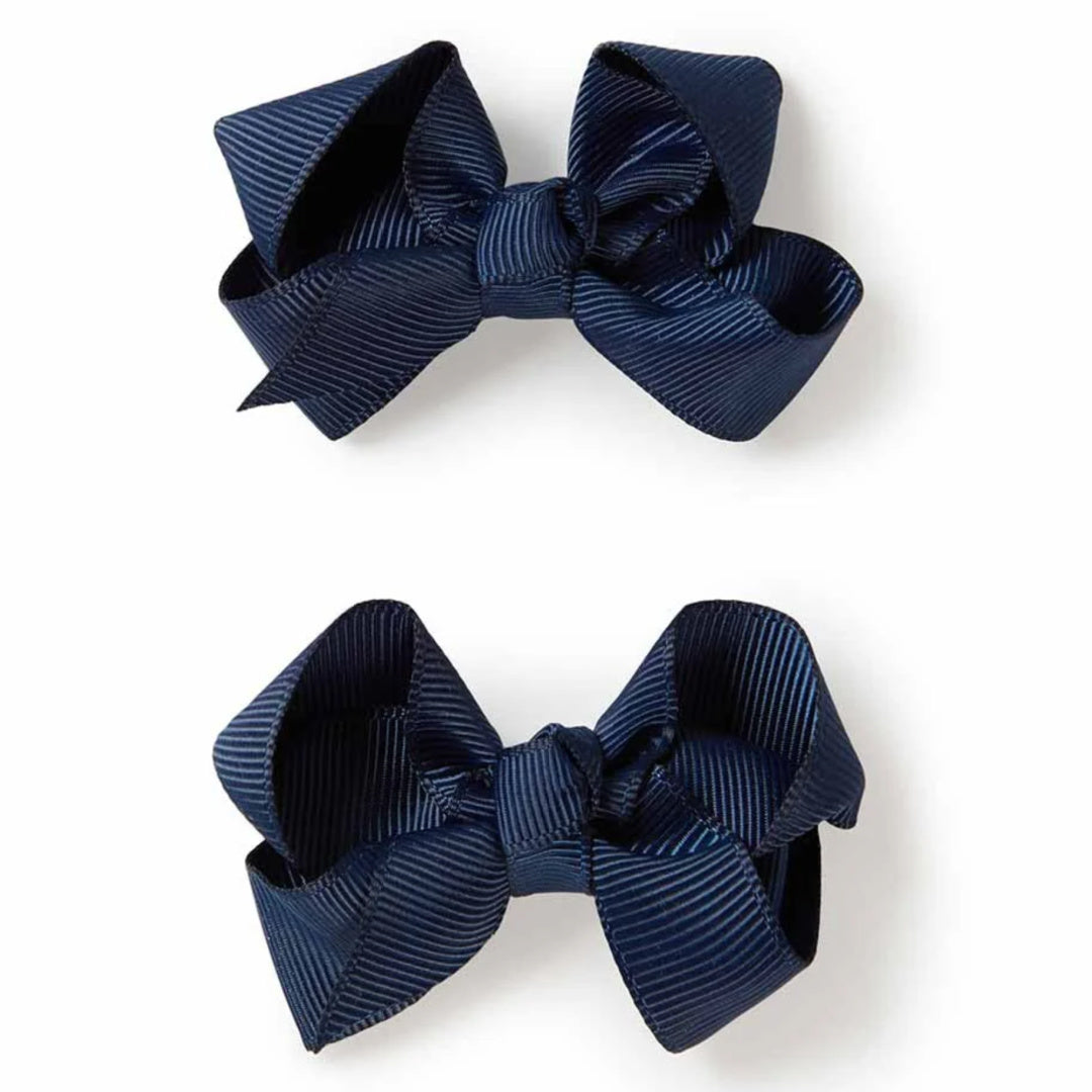 SNUGGLE HUNNY BOW CLIPS - SMALL PIGGY TAIL PAIR - NAVY