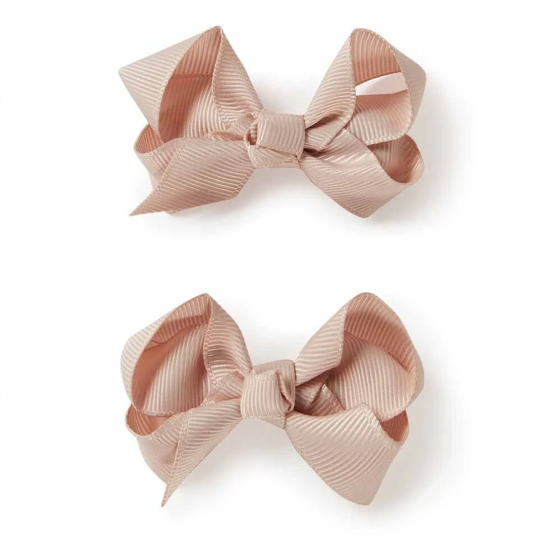 SNUGGLE HUNNY BOW CLIPS - SMALL PIGGY TAIL PAIR - NUDE
