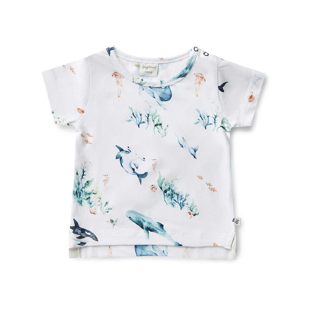 SNUGGLE HUNNY ORGANIC SHORT SLEEVE T-SHIRT - OCEAN