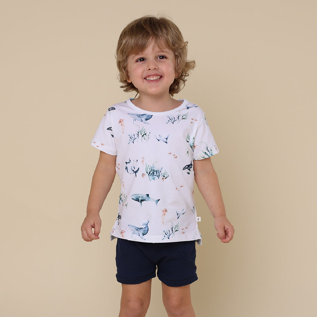 SNUGGLE HUNNY ORGANIC SHORT SLEEVE T-SHIRT - OCEAN