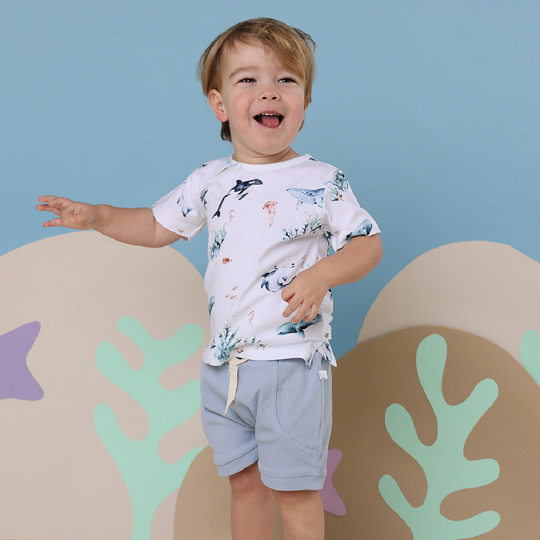 SNUGGLE HUNNY ORGANIC SHORT SLEEVE T-SHIRT - OCEAN