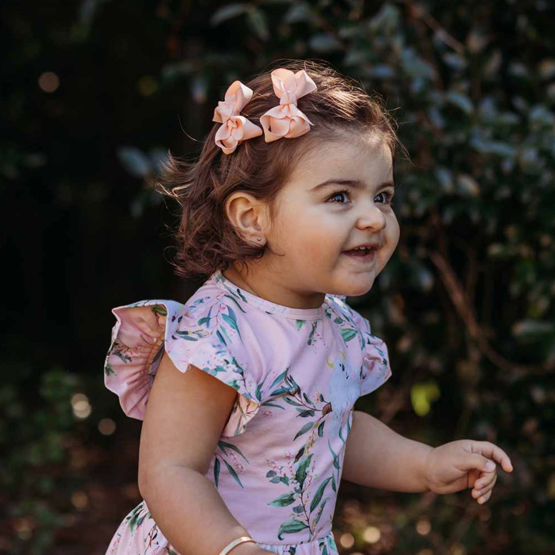 SNUGGLE HUNNY BOW CLIPS - SMALL PIGGY TAIL PAIR - PEACH