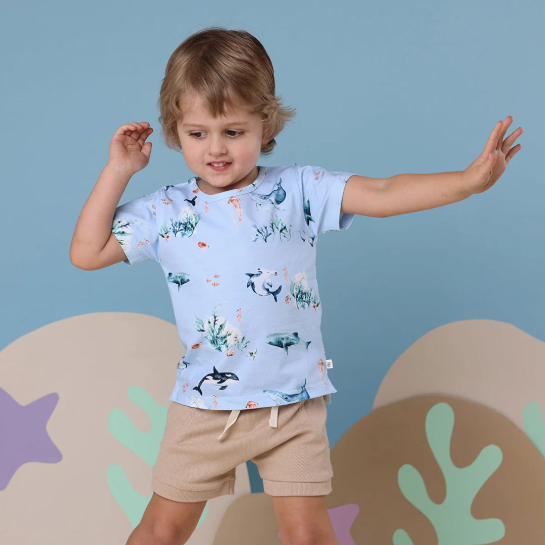 SNUGGLE HUNNY ORGANIC BABY SHORTS - PEBBLE