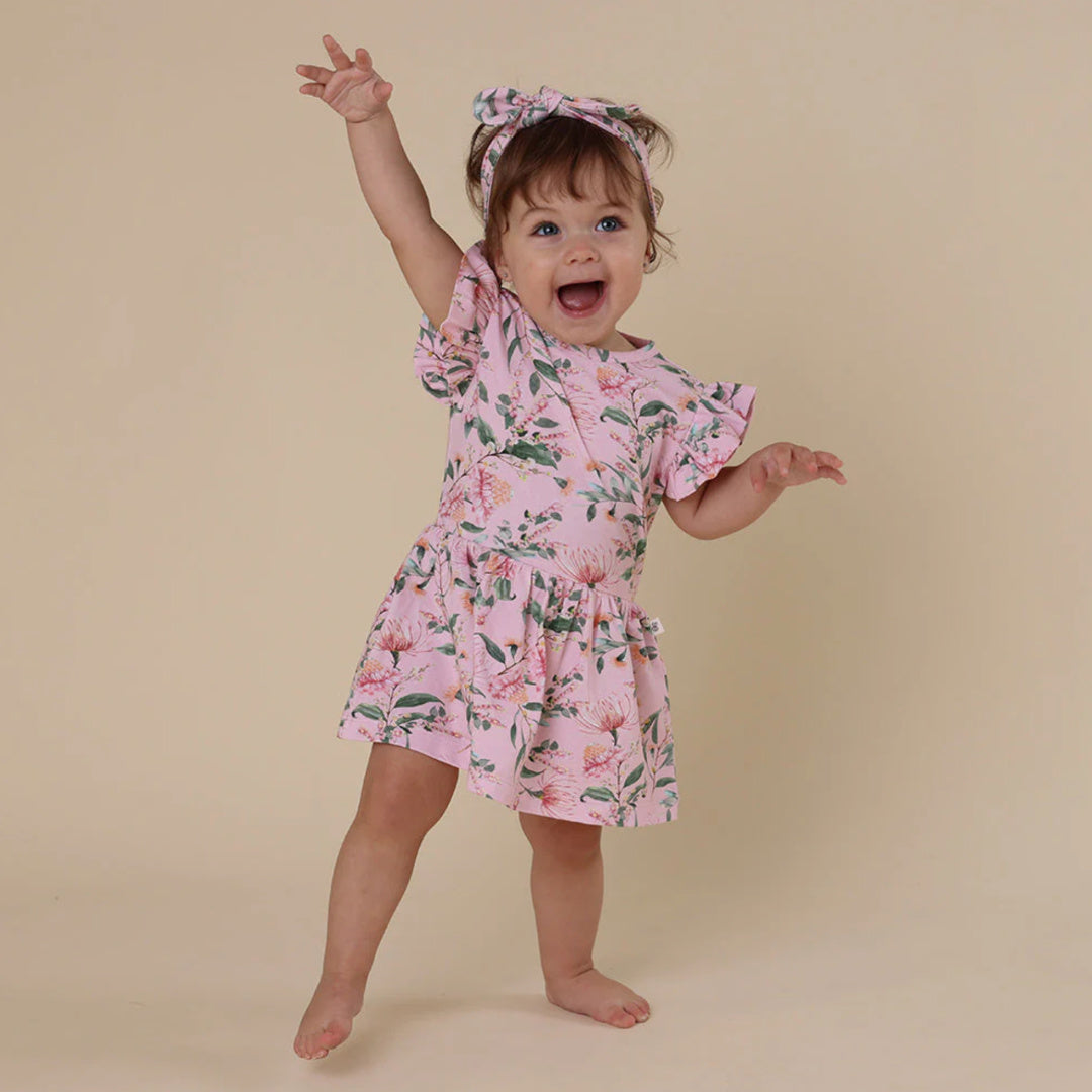 SNUGGLE HUNNY ORGANIC DRESS - PINK WATTLE