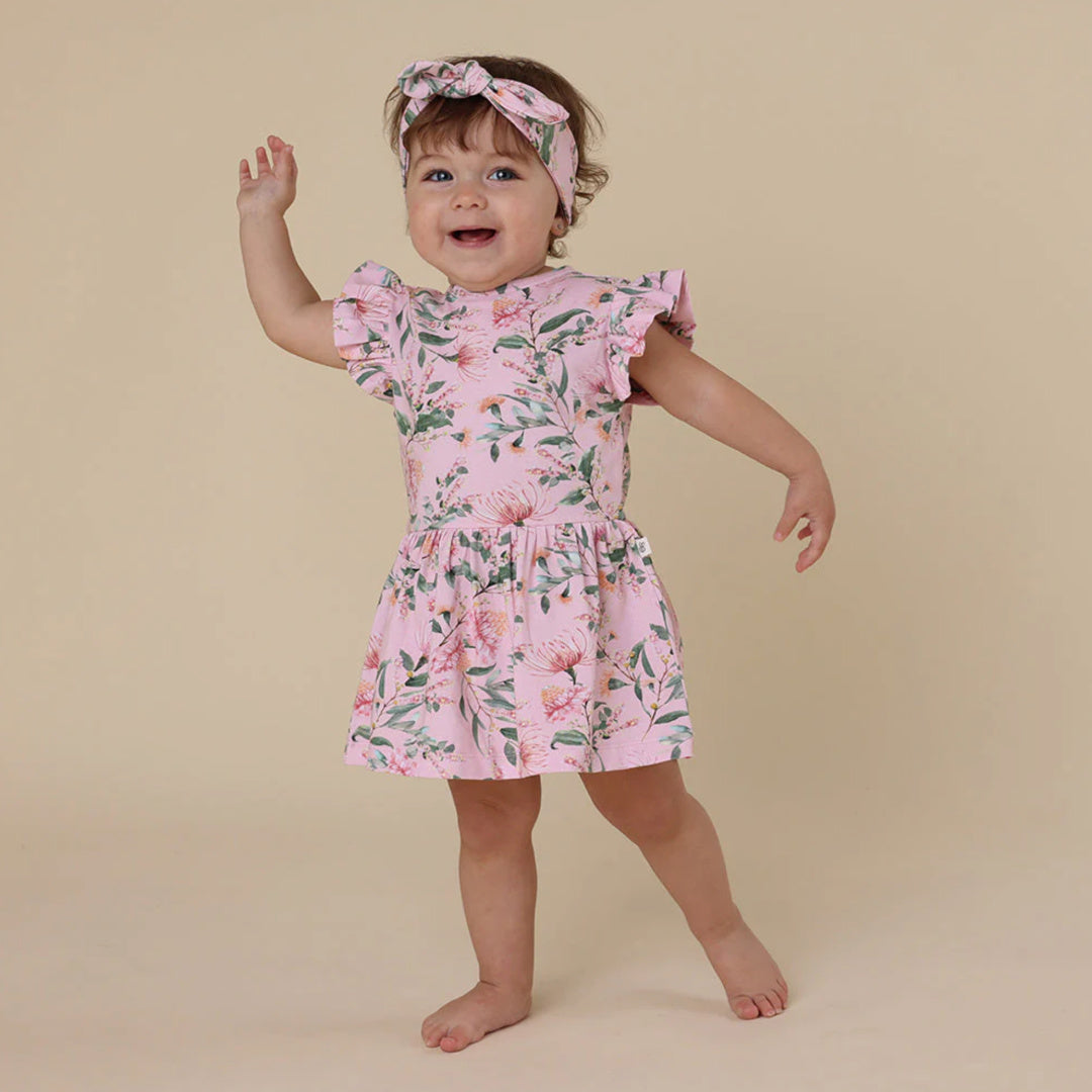 SNUGGLE HUNNY ORGANIC DRESS - PINK WATTLE