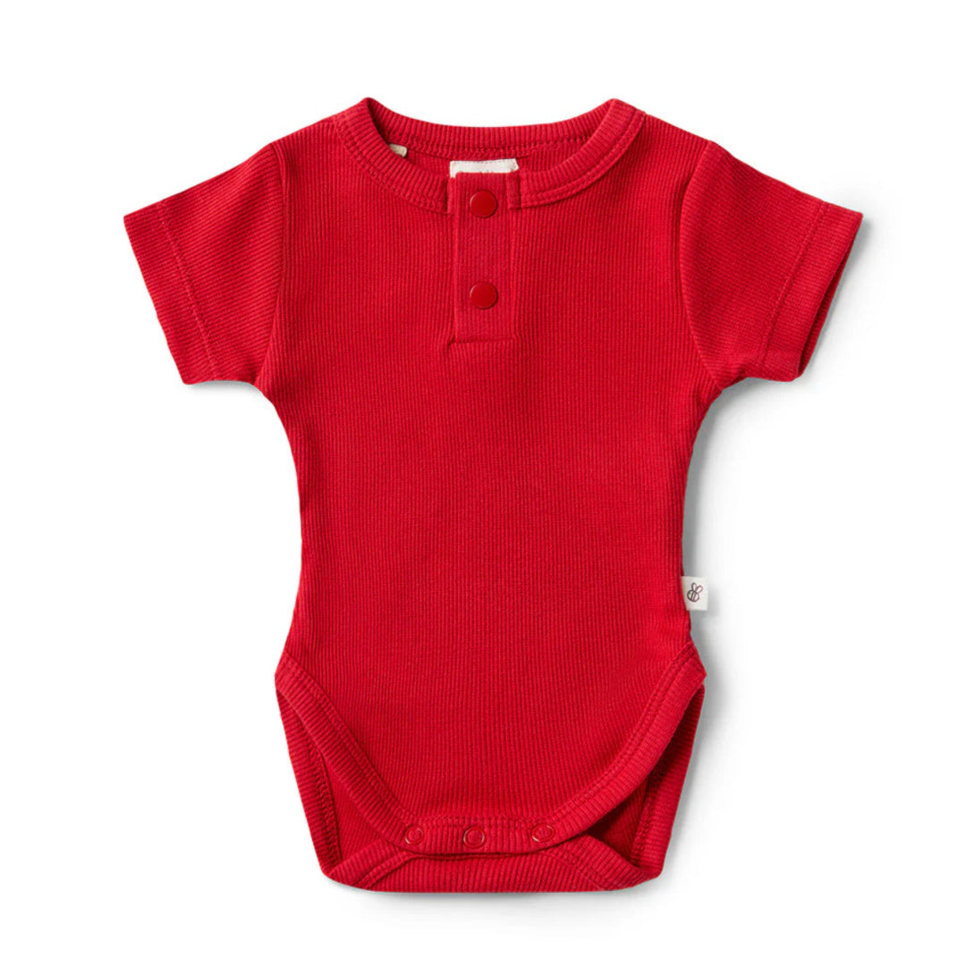 SNUGGLE HUNNY ORGANIC SHORT SLEEVE BODYSUIT - RED